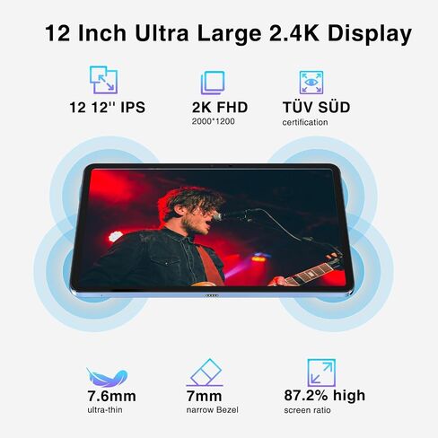 DOOGEE 12 Inch Tablets Android 14, T20 Ultra 2.4K Android Tablet with 32GB RAM 256GB ROM, Helio G99 8-Core Processor, 10800mAh Battery,4 Speakers, 4G Dual Sim Cellular Tablets with Widevine L1, Gray in Saudi Arabia