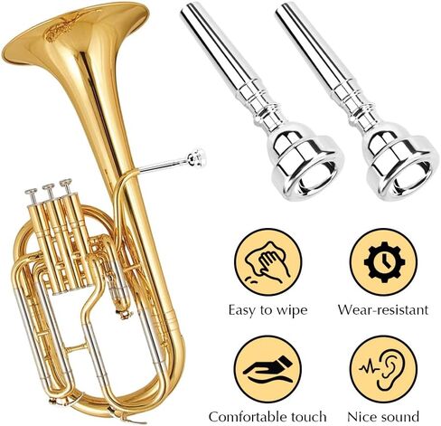 3 Pack Trumpet Mouthpiece, 3C 5C 7C Set Trumpet Mouthpiece with Cleaning Cloth Silver Plated Bb Trompeta Mouthpiece Trumpet Instrument Accessories(Size:3 Pack) in Saudi Arabia