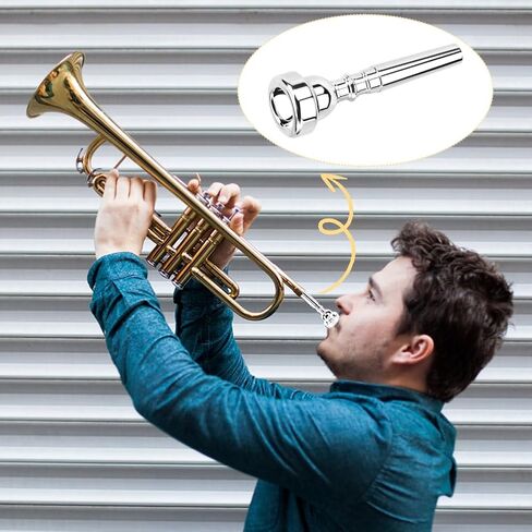 3 Pack Trumpet Mouthpiece, 3C 5C 7C Set Trumpet Mouthpiece with Cleaning Cloth Silver Plated Bb Trompeta Mouthpiece Trumpet Instrument Accessories(Size:3 Pack) in Saudi Arabia
