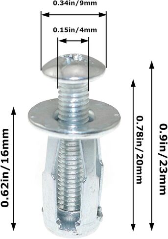 12PCS M4 x 20 Petal Nuts Expansion Screws Expansion Nut Thins Fixings Dowels Jack Nuts Petal Nuts Expansion Nut for Hollow Wall Iron Skin Line Use in Thin Soft Wall in Saudi Arabia
