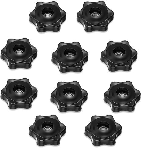 10Pcs 1/4-20 Knob 6 Star Knobs Black Nylon T Track Bolts Female Threaded Hexagon Head Thru Knob Clamping Knobs Jig Knobs in Saudi Arabia