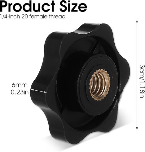 10Pcs 1/4-20 Knob 6 Star Knobs Black Nylon T Track Bolts Female Threaded Hexagon Head Thru Knob Clamping Knobs Jig Knobs in Saudi Arabia