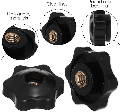 10Pcs 1/4-20 Knob 6 Star Knobs Black Nylon T Track Bolts Female Threaded Hexagon Head Thru Knob Clamping Knobs Jig Knobs in Saudi Arabia