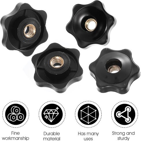 10Pcs 1/4-20 Knob 6 Star Knobs Black Nylon T Track Bolts Female Threaded Hexagon Head Thru Knob Clamping Knobs Jig Knobs in Saudi Arabia