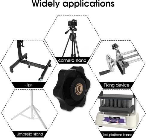 10Pcs 1/4-20 Knob 6 Star Knobs Black Nylon T Track Bolts Female Threaded Hexagon Head Thru Knob Clamping Knobs Jig Knobs in Saudi Arabia