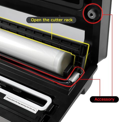 FRESKO Fully Automatic Vacuum Sealer, 140 Watts, Hands-Free Food Sealer with Dry/Moist Food Detection, 2 Rolls Bag, Built-in Cutter and Bag Storage in Kuwait