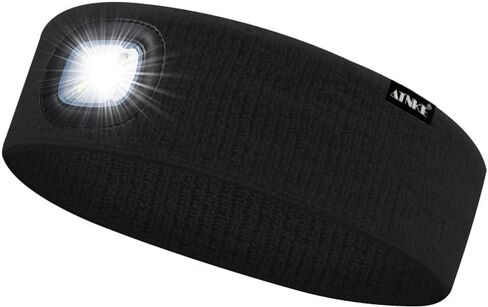 ATNKE 4 LED عصابة رأس رياضية مضاءة، USB قابلة للشحن عصابة رأس للجري مصباح عالي التمدد فتل هدايا للرجال والنساء in Kuwait