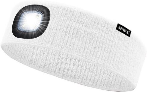 ATNKE 4 LED عصابة رأس رياضية مضاءة، USB قابلة للشحن عصابة رأس للجري مصباح عالي التمدد فتل هدايا للرجال والنساء in Kuwait