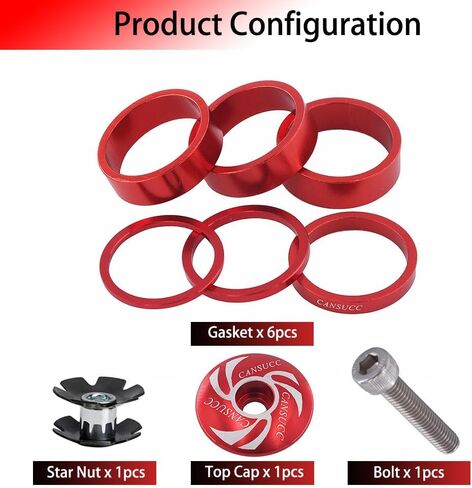 9PCS Bicycle Headset Spacer, Threadless Aluminum Alloy Headset Stem Spacer Set 1-1/8 Inch Headset Spacer for MTB BMX Mountain Road Bikes Cycling (2mm 3mm 5mm and 3PCS 10mm Spacer) in Kuwait