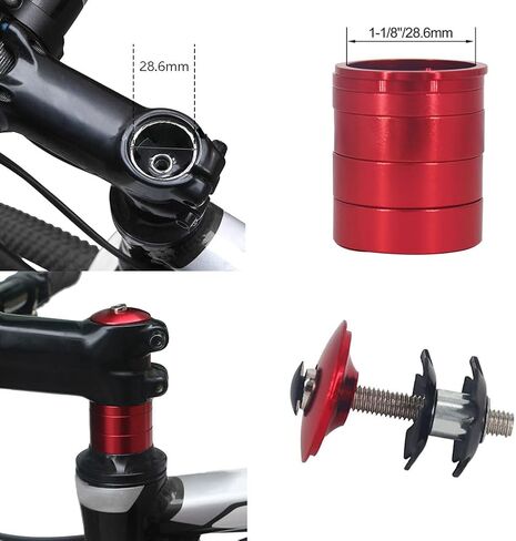 9PCS Bicycle Headset Spacer, Threadless Aluminum Alloy Headset Stem Spacer Set 1-1/8 Inch Headset Spacer for MTB BMX Mountain Road Bikes Cycling (2mm 3mm 5mm and 3PCS 10mm Spacer) in Kuwait
