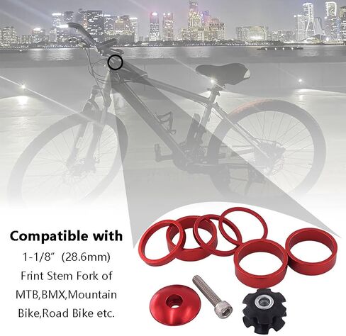 9PCS Bicycle Headset Spacer, Threadless Aluminum Alloy Headset Stem Spacer Set 1-1/8 Inch Headset Spacer for MTB BMX Mountain Road Bikes Cycling (2mm 3mm 5mm and 3PCS 10mm Spacer) in Kuwait