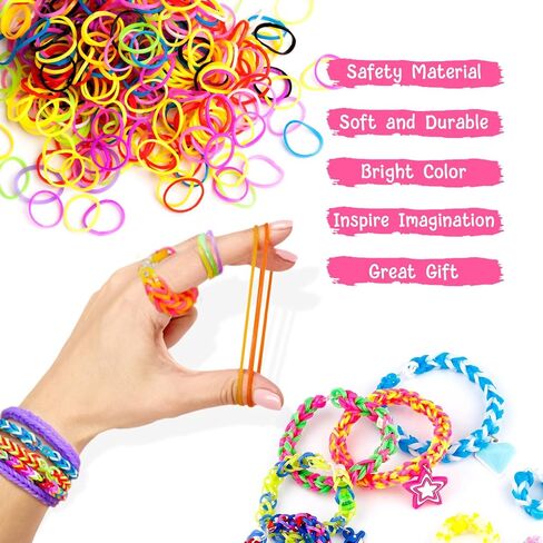 UUEMB 3000+ Rubber Band Bracelet Kit, Colorful Loom Bracelet Making Kit with Storage Box, DIY Art Craft Kit with Charms Beads for Beginners Birthday Christmas Parties Gift in Saudi Arabia