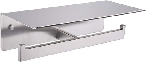 Double Toilet Paper Holder with Shelf Brushed Nickel, APLusee Modern Bathroom Accessories SUS 304 Stainless Steel Commercial Tissue Roll Dispenser Mobile Phone Storage Rack Handy Use in Saudi Arabia