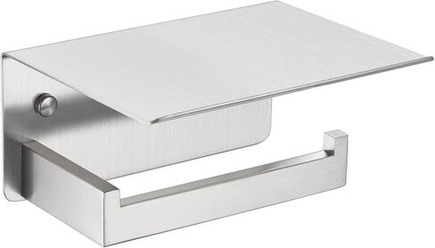 Double Toilet Paper Holder with Shelf Brushed Nickel, APLusee Modern Bathroom Accessories SUS 304 Stainless Steel Commercial Tissue Roll Dispenser Mobile Phone Storage Rack Handy Use in Saudi Arabia