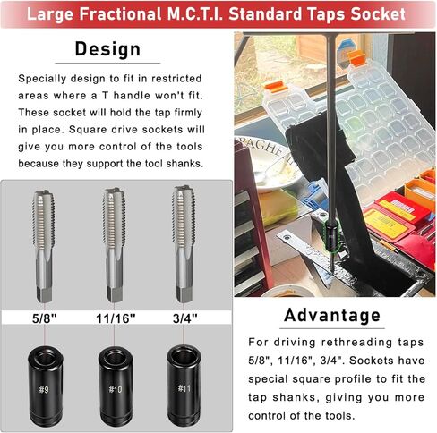 3 قطعة 70940 الحنفية مجموعة مقابس 1/2 "محرك ل كسور MCTI القياسية الصنبور 5/8" ، 11/16 "، 3/4" حجم الحنفية الكبيرة ، استبدال #70940 in Kuwait