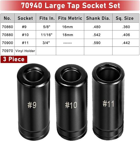 3 قطعة 70940 الحنفية مجموعة مقابس 1/2 "محرك ل كسور MCTI القياسية الصنبور 5/8" ، 11/16 "، 3/4" حجم الحنفية الكبيرة ، استبدال #70940 in Kuwait