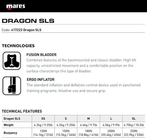 Mares Unisex Dragon SLS Weight System Scuba Diving BCD | Durable Stable Underwater Buoyancy Compensator | High-Lift Capacity, 420 D Cordura, Large Cargo Pockets in Saudi Arabia