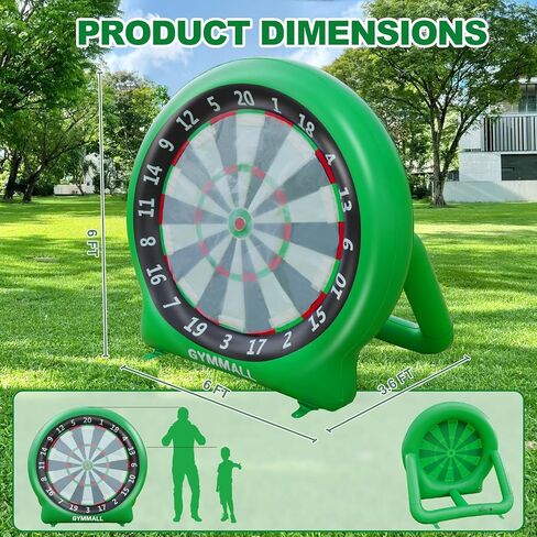 Giant Dart Board Inflatable 6 ft with Air Pump, Outdoor and Indoor Soccer Sport Kick Dartboard for Kids and Adults, Waterproof Dartboard Yard Game with 20 Golf Balls, 4 Sticky Balls, 2 Soccers in Saudi Arabia