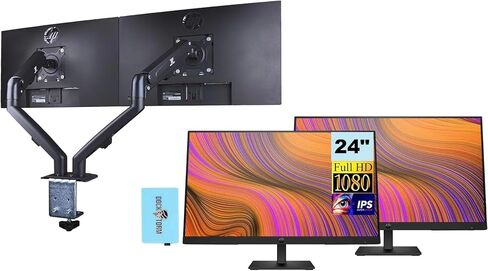 HP 24 inch 1080P Computer Monitor Bundle with Docztorm Dock, 24" Full HD (1920x1080) 75Hz Anti-Glare IPS Display with Built-in Speakers, HDMI, VGA, Ideal for Home and Business -2024 Model in Saudi Arabia