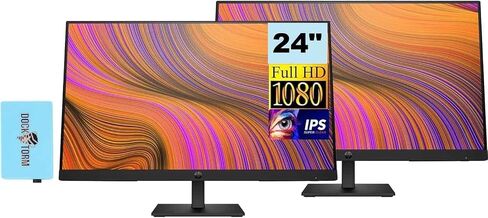 HP 24 inch 1080P Computer Monitor Bundle with Docztorm Dock, 24" Full HD (1920x1080) 75Hz Anti-Glare IPS Display with Built-in Speakers, HDMI, VGA, Ideal for Home and Business -2024 Model in Saudi Arabia