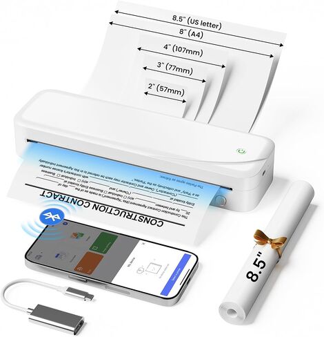 Portable Printer Wireless for Travel, Bluetooth Thermal Printer Support 8.5" X 11" US Letter & A4 Thermal Paper, Compatible with iOS, Android & Laptop for Office School Car (Black) in Saudi Arabia