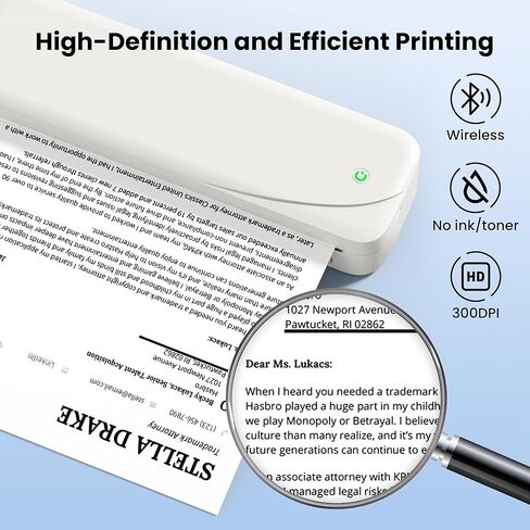 Portable Printer Wireless for Travel, Bluetooth Thermal Printer Support 8.5" X 11" US Letter & A4 Thermal Paper, Compatible with iOS, Android & Laptop for Office School Car (Black) in Saudi Arabia