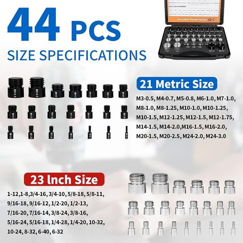 Nut and Bolt Thread Checker Standard and Metric, 44 Male/Female Bolt Size Finder Thread Gauge (23 Standard & 21 Metric), for Bolt and Nut Size Chart in Narrow Areas (Silver & Black) in Saudi Arabia