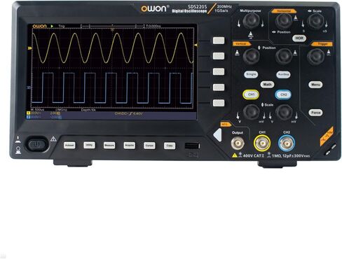 SDS220S OWON Oscilloscope 200MHz Bandwidth 2+1 Channel 3 in 1 Functions with 25MHz Waveform Generator Digital Multimeter 7" LCD Display 1GS/s Sample Rate in Kuwait
