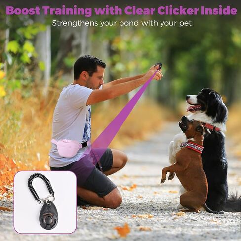 Dog Treat Pouch for Pet Training, 1.67 Cup Magnetic Closure Silicone Dog Treat Bag, Fanny Bag Treat Holder with Waist Belt for Dog Training (Black) in Saudi Arabia
