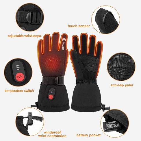 قفازات منقذة للحرارة للرجال والنساء، قفازات دافئة دافئة، قفازات بطارية قابلة لإعادة الشحن، قفازات ساخنة للتزلج في الشتاء، والتخييم، والمشي لمسافات طويلة، والتهاب المفاصل (S81B، XS-1) in Kuwait