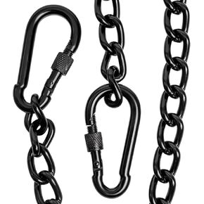 26 inch Black Hammock Chain, Hanging Chair Chain/Punching Bag Chain with Two Carabiners