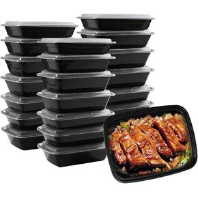 50 pack of Reusable Bento Box Spillproof Plastic Safe Lidded Food Storage Container Packing Box, Refrigerator/microwave Safe, Lunch Containers For Adults Bento Boxes (28oz-50 pack)