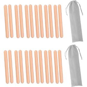 12 Pair (24 Pack) Classical Wood Claves with Carry Bags, 7.5 Inch Authentic Hardwood Rhythm Sticks, Hand Wood Claves Percussion Instrument for Music Enthusiasts and Percussionists