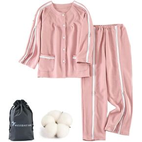 WEEOATAR Patient Clothes,Bedridden Patient Clothing,Disability Clothing with Zippers for Easy Access,Patient Pajamas Nursing Aid for Elderly,Disabled,Dialysis and Bedridden(Pink,M)