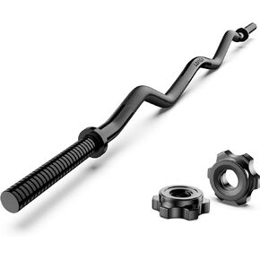 EZ Curl Bar Weight Lifting Bar 47", 1-inch Curling Bars for Weight lifting, Barbell bar for Hip Thrusts/Squats/Lunges for Gym and Home, With 2 Star-nuts