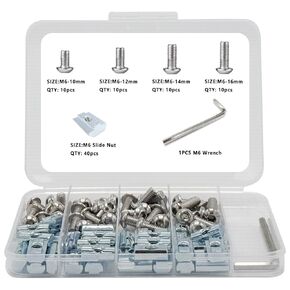 80Pcs 1010 Aluminum Extrusion Hardware Accessories, M6 T Nuts scerws kit for Silver 1010 V T Slot Rail Aluminum Extrusion Profile Connectors