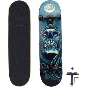 Dreambeauty 31 inch Pro Skateboard Complete,7 Layer Maple Wood Double Kick Concave Skateboards, Tricks Skateboards for Teens, Beginners, Girls, Boys, Kids, Adults (Pray)