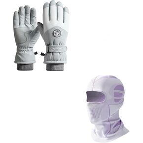 Winter Ski Snow Gloves for Men, Women, Youth | Touchscreen & Waterproof Cold Weather Hand Warming Gloves Winter Work Gloves & Ski Mask Balaclava for Motorcycling