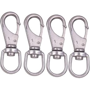 Stainless Steel Swivel Eye Snap Hook, 4 Pack (3.5 Inch) Heavy Duty Scuba Diving Clips, Flag Pole Clips, Spring Hooks for Bird Feeders, Pet Chains (4 Pcs(3.5 Inch))
