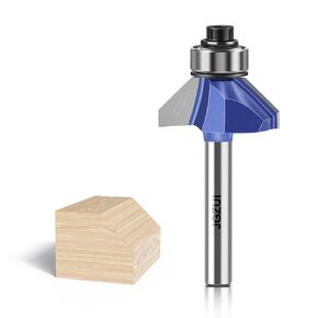45 Degree Chamfer Router Bit Set, 1/4 Inch Shank, Cutting Diameter in 1/4 Inch, 5/16 Inch, 3/8 Inch, 1/2 Inch for Angled Edges Forming, Clean Edge or Decorative Pieces (45 Degree, 1/4*1/4)