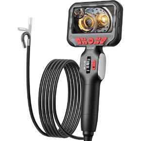 NIDAGE 2-Way Articulating Borescope Camera with Light, Industrial Endoscope with 0.24in Articulated Snake Inspection Camera, Flexible Fiber Optic Scope Cam for Automotive Aircraft Mechanics, 5.2FT