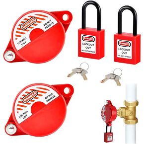 smseace 2Pcs Gate Valve Lockout Device with Safety Paclock Suited for 1to2-1/2 gate Valve Handles Gate Valve Lockout Water Spigot Lock for Outdoor Faucet Water Spigot Faucet Devices