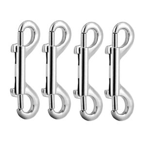 3.5 Inch Double Ended Bolt Snaps Hooks - 4 Pack Zinc Alloy Double Sided Clips - Heavy Duty Trigger Snap for Dogs Water Bucket Garage Use (Silver x 4)