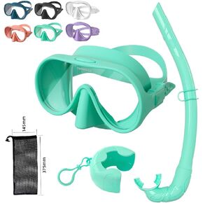 Huasheng Portable Snorkel Set Adults,Ultra Wide View Snorkeling Frameless Mask,Perfect Seal Silicone Skirt,Fashionable Colors in 6.9in and 6.1in Size,Portable Diving Snorkeling Set