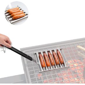 Pregricdiat Portable Hot Dog Roller Grill - Evenly Heats 5 Hot Dogs, Easy to Clean, Extra Long Handle, Wonderful for BBQ Parties