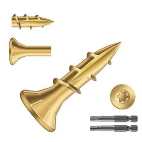 #8 x 1 Inch Deck Screws (468Pcs) 2lb. Exterior Wood Screws. Carbon Steel, Tan, Flat Head, Rust Resistant epoxy Coated, with T25 Star Bit