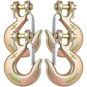 1/2" Clevis Slip Hook with Safety Latch, 4 Pack Heavy Duty Clevis Chain Hook for 1/2" Grade 70 Transport Chain, 22000LBS Capacity for Heavy Load