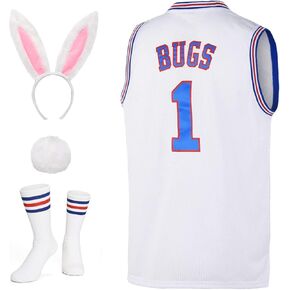 Mens Bugs #1 / Lola #10 Bunny Jerseys Couple Halloween Costumes Space Movie Bunny Basketball Jersey