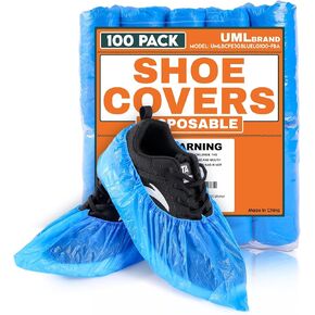 Shoe Covers Disposable - 100 Pack - Booties for Shoes Covers - Indoor Waterproof Shoe Booties Disposable Non Slip - Fits Up To Size 11 US Men and 13 US Women