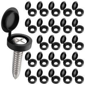 100pcs Screw Covers, Plastic Hinged Screw Caps, Fold Screw Snap Covers Washer Flip Tops for for Covering M3, M4 Screw Heads, Black